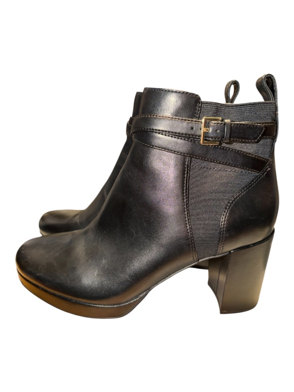 Vionic Black Nella Buckle Boots Heels 10